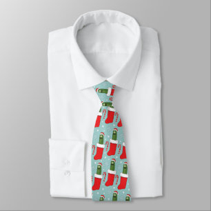 Rick and Morty   Christmas Pickle Rick Pattern Tie