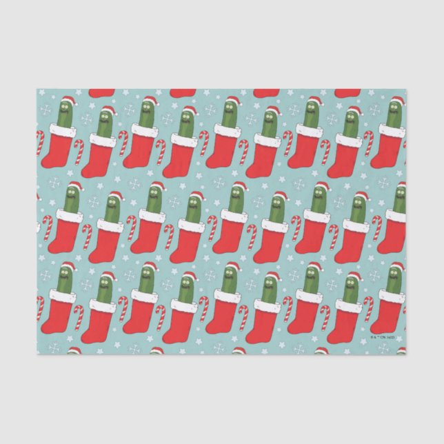 Rick and Morty | Christmas Pickle Rick Pattern Tissue Paper (Front)