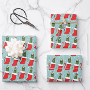 Rick and Morty   Christmas Pickle Rick Pattern Wrapping Paper Sheet