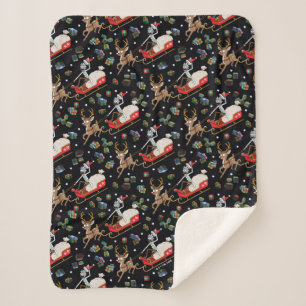 Rick and Morty   Christmas Reindeer Sleigh Pattern Sherpa Blanket