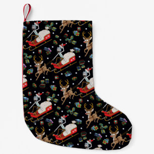 Rick and Morty Christmas Reindeer Sleigh Pattern Small Christmas Stocking