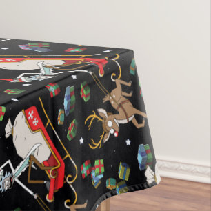 Rick and Morty Christmas Reindeer Sleigh Pattern Tablecloth