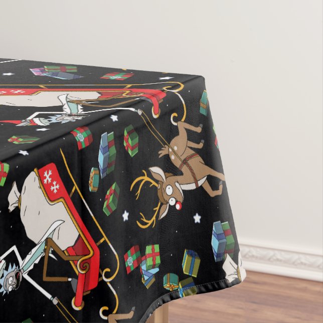 Rick and Morty | Christmas Reindeer Sleigh Pattern Tablecloth (In Situ)