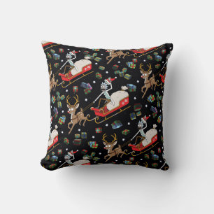 Rick and Morty Christmas Reindeer Sleigh Pattern Throw Pillow