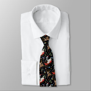Rick and Morty Christmas Reindeer Sleigh Pattern Tie