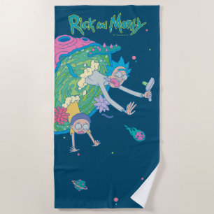 RICK AND MORTY™   Falling From Infected Portal Beach Towel