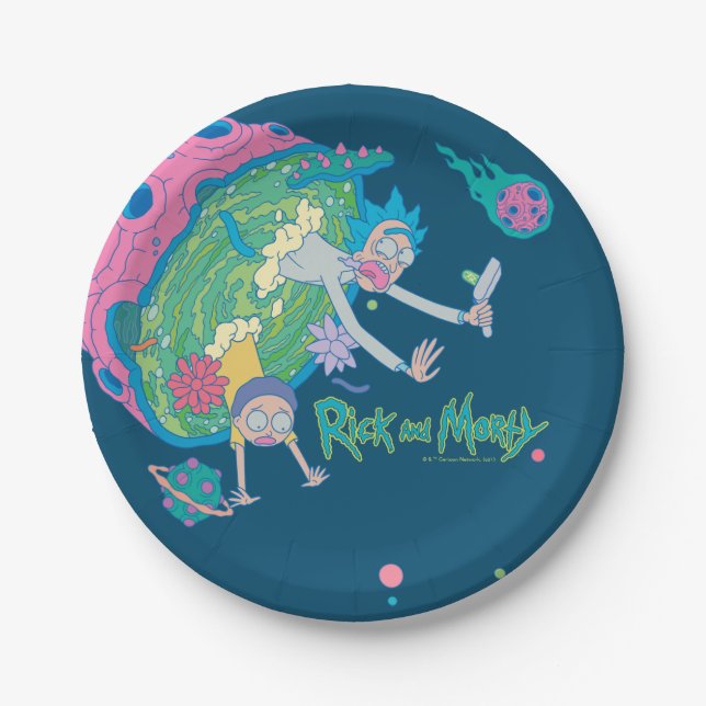 RICK AND MORTY™ | Falling From Infected Portal Paper Plate (Front)
