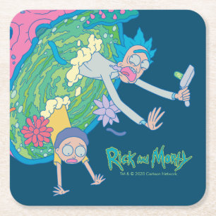 RICK AND MORTY™ Falling From Infected Portal Square Paper Coaster