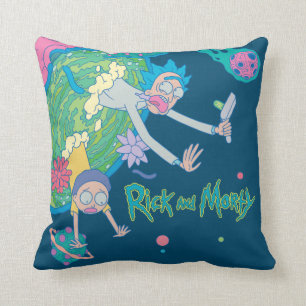 RICK AND MORTY™   Falling From Infected Portal Throw Pillow