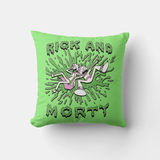 RICK AND MORTY™ | Falling Into Acid Vat Throw Pillow (Front)