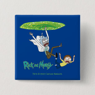 RICK AND MORTY™   Falling Out Of Portal 2 Inch Square Button