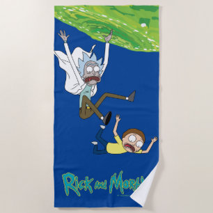RICK AND MORTY™   Falling Out Of Portal Beach Towel