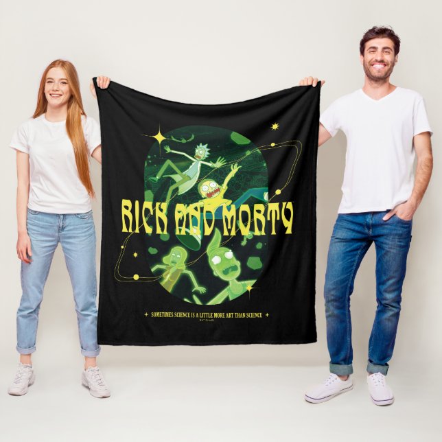 Rick and Morty Falling Quote Badge Fleece Blanket (In Situ)