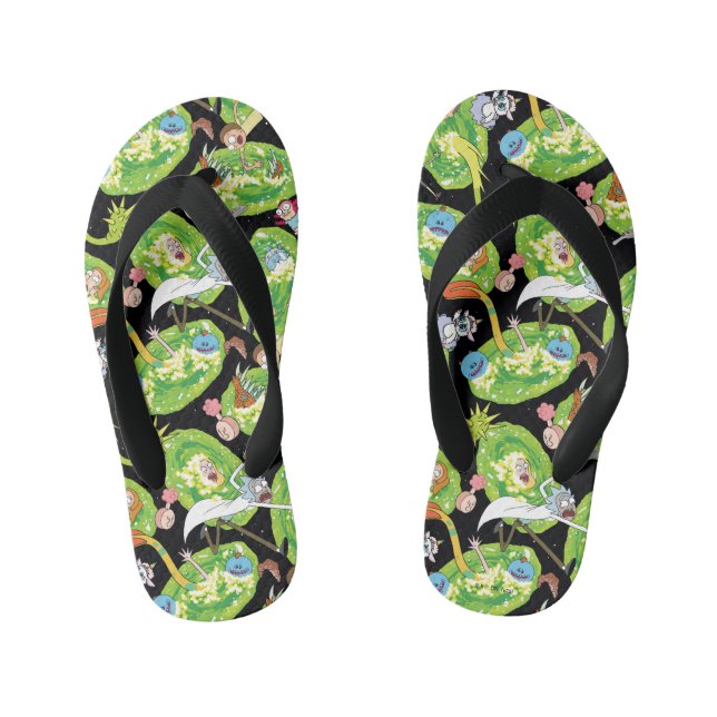 RICK AND MORTY™ | Falling Through Portals Pattern Kid's Flip Flops (Footbed)