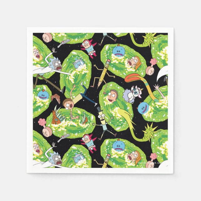 RICK AND MORTY™ | Falling Through Portals Pattern Napkin (Front)