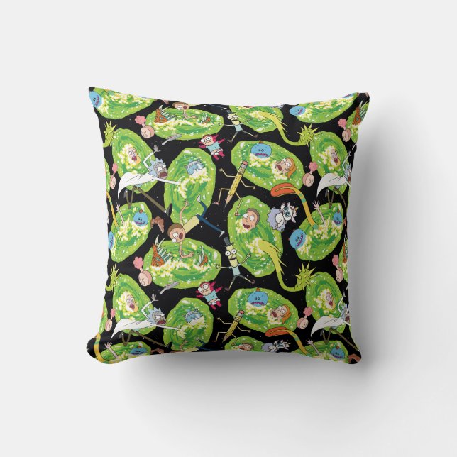 RICK AND MORTY™ | Falling Through Portals Pattern Throw Pillow (Front)