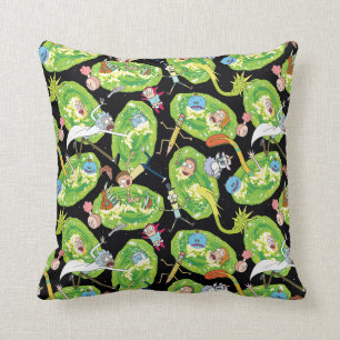 RICK AND MORTY™ Falling Through Portals Pattern Throw Pillow