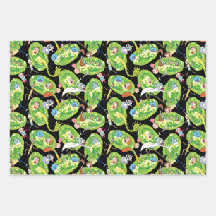 RICK AND MORTY™   Falling Through Portals Pattern Wrapping Paper Sheet