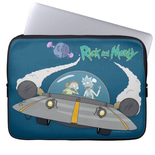 RICK AND MORTY™ | Flying Off In Space Ship Laptop Sleeve (Front)