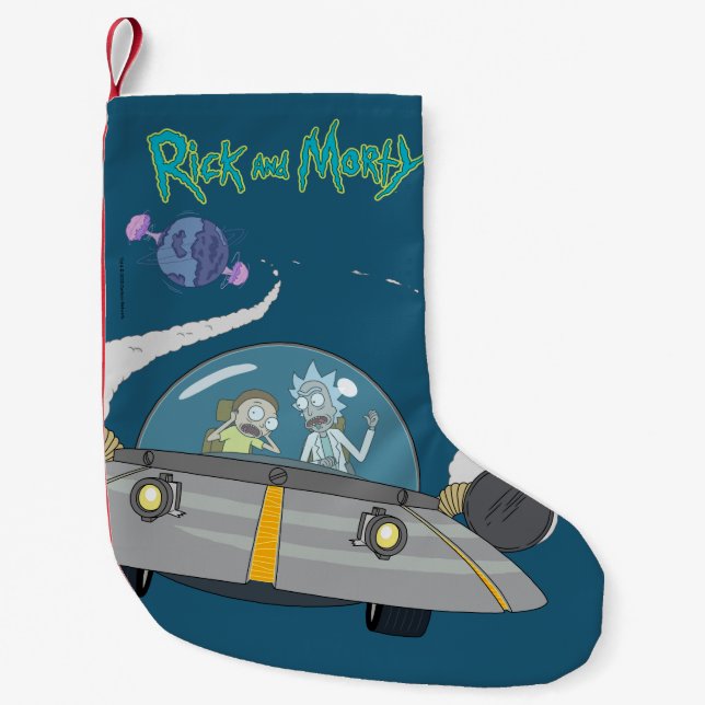 RICK AND MORTY™ | Flying Off In Space Ship Small Christmas Stocking (Front)