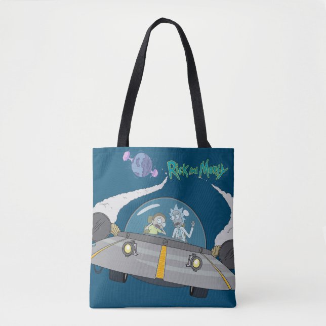 RICK AND MORTY™ | Flying Off In Space Ship Tote Bag (Front)