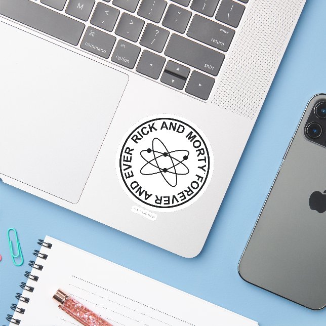 Rick and Morty Forever and Ever Atomic Badge (Laptop w/ iPhone)