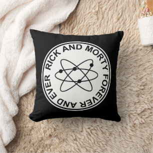 Rick and Morty Forever and Ever Atomic Badge Throw Pillow