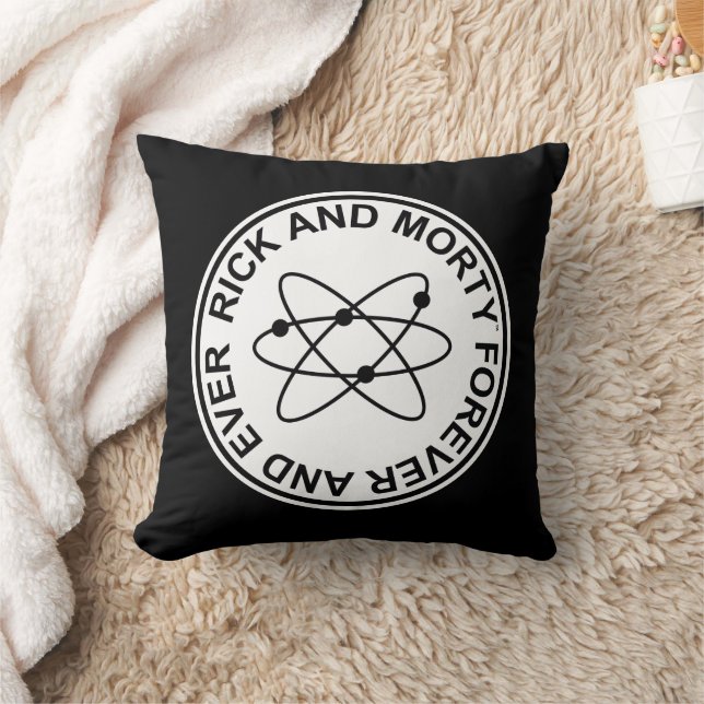 Rick and Morty Forever and Ever Atomic Badge Throw Pillow (Blanket)