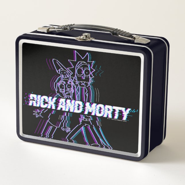 RICK AND MORTY™ | Glitched Rick And Morty Metal Lunch Box (Front)