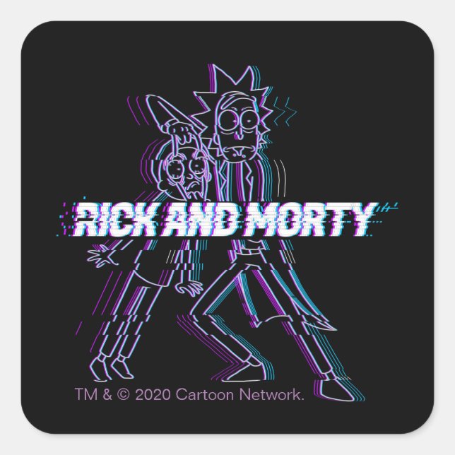 RICK AND MORTY™ | Glitched Rick And Morty Square Sticker (Front)