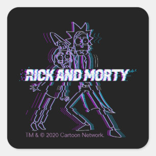 RICK AND MORTY™ Glitched Rick And Morty Square Sticker