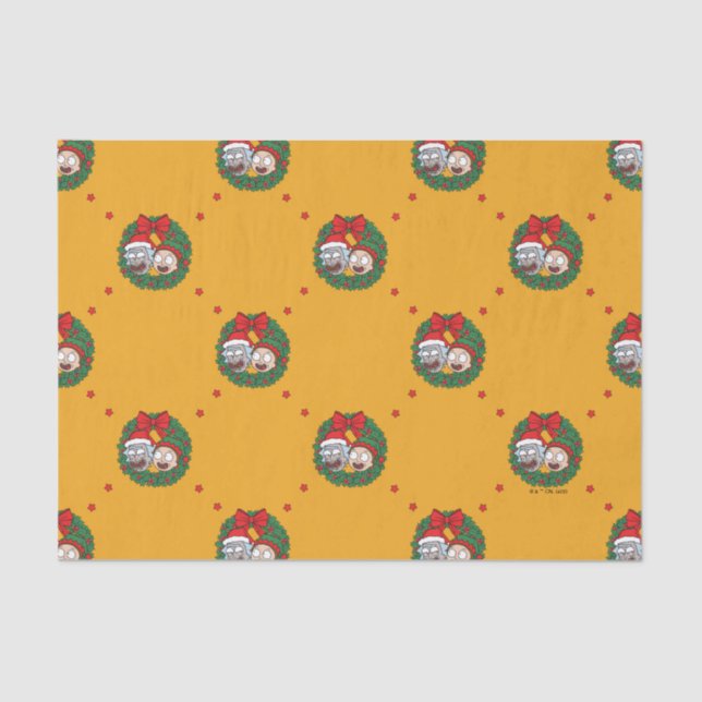 Rick and Morty | Holiday Wreath Pattern Tissue Paper (Front)