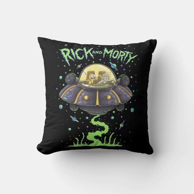 RICK AND MORTY™ | Illustrated Space Flight Graphic Throw Pillow (Front)