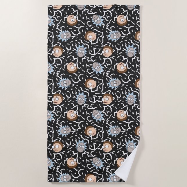 Rick and Morty Lightning Pattern Beach Towel (Front)