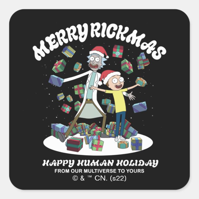 Rick and Morty | Merry Rickmas Presents Square Sticker (Front)