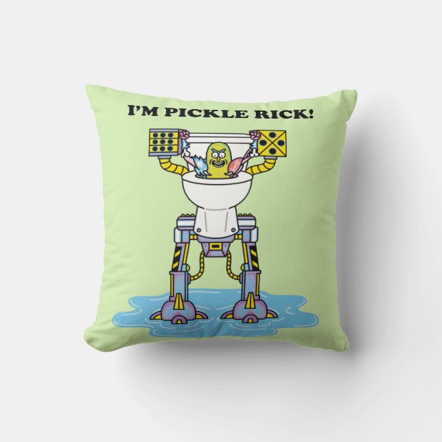 RICK AND MORTY™ | Pickle Rick Toilet Mech Throw Pillow (Front)