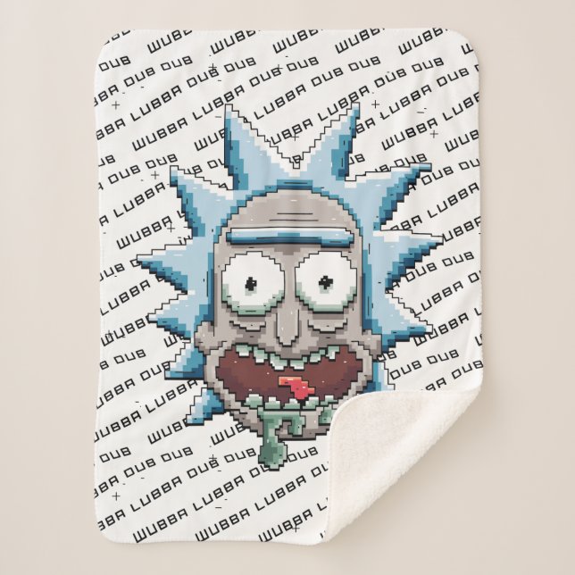 RICK AND MORTY™ | Pixelverse Rick Drooling Head Sherpa Blanket (Front)