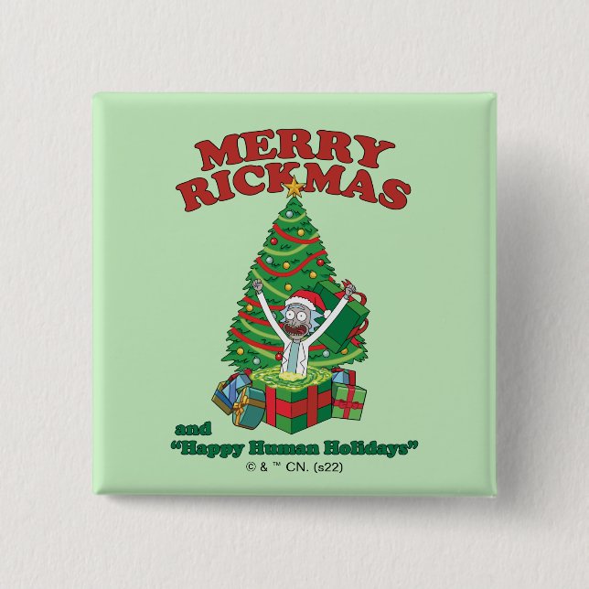 Rick and Morty | Portal Rick Merry Rickmas 2 Inch Square Button (Front)