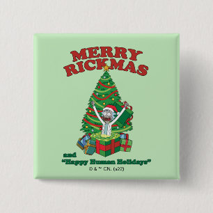 Rick and Morty   Portal Rick Merry Rickmas 2 Inch Square Button