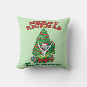 Rick and Morty   Portal Rick Merry Rickmas Throw Pillow
