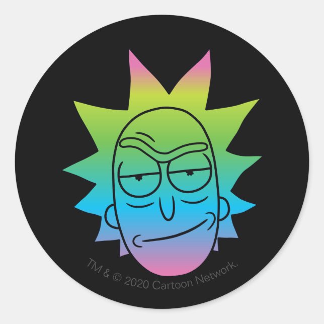 RICK AND MORTY™ | Rainbow Rick Head pattern Classic Round Sticker (Front)