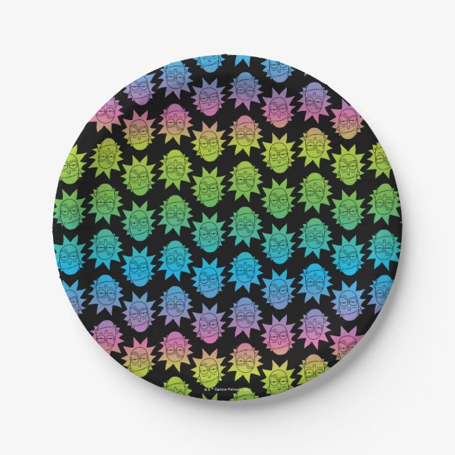 RICK AND MORTY™ | Rainbow Rick Head pattern Paper Plate (Front)