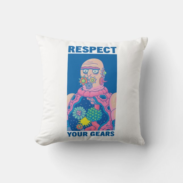 RICK AND MORTY™ | Respect Your Gears Throw Pillow (Front)