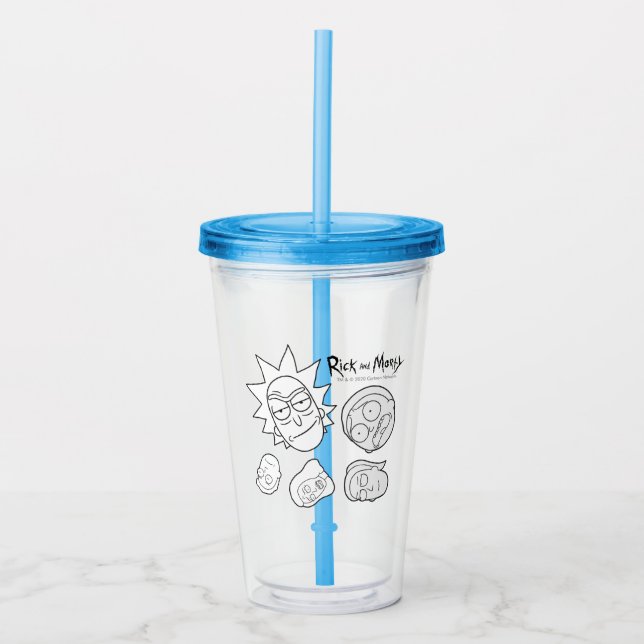 RICK AND MORTY™ | Smith Family Head Pattern Acrylic Tumbler (Front)