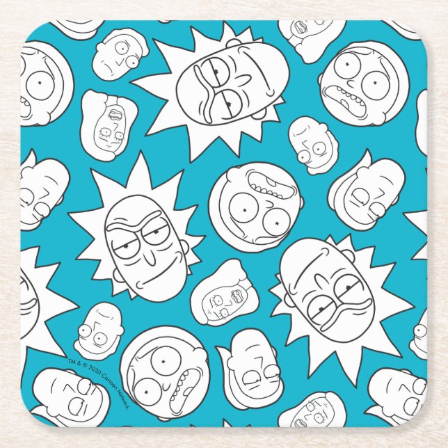 RICK AND MORTY™ | Smith Family Head Pattern Square Paper Coaster (Front)