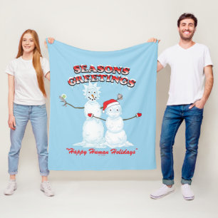 Rick and Morty Snowmen Season's Greetings Fleece Blanket