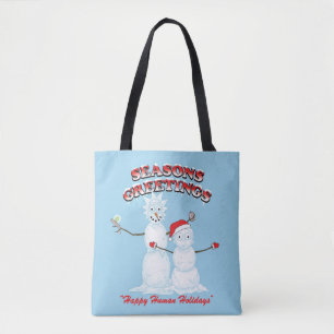 Rick and Morty Snowmen Season's Greetings Tote Bag