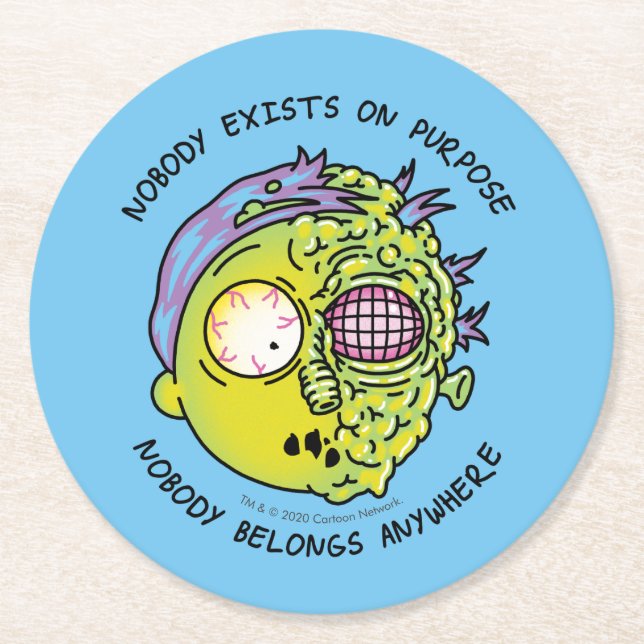 RICK AND MORTY™ | Stylized Morty Fly Quote Round Paper Coaster (Front)