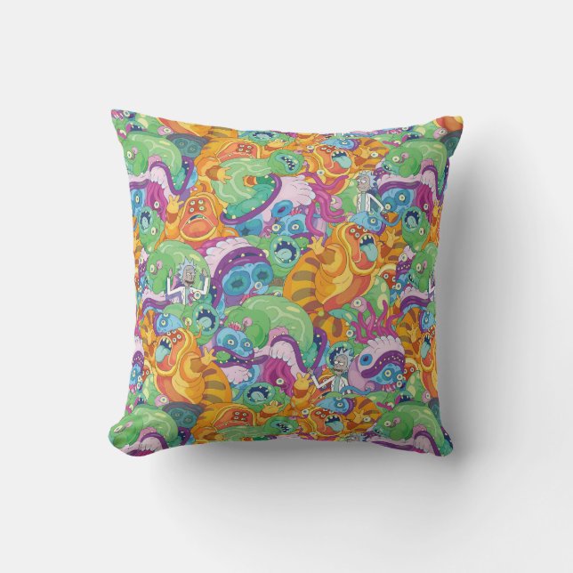 Rick Apocalypse Party Alien Pattern Throw Pillow (Front)