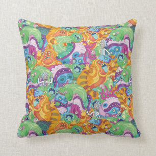 Rick Apocalypse Party Alien Pattern Throw Pillow